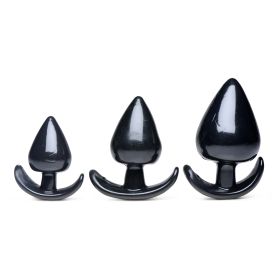 Triple Spades 3 Piece Anal Plug Set (Color: black)