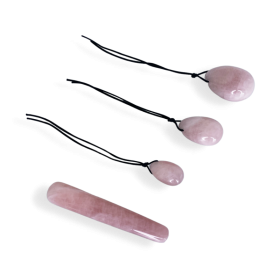 HARMONIA- The Enlightenment and Healing Rose Quartz Egg Set (Color: Light Rose Pink)